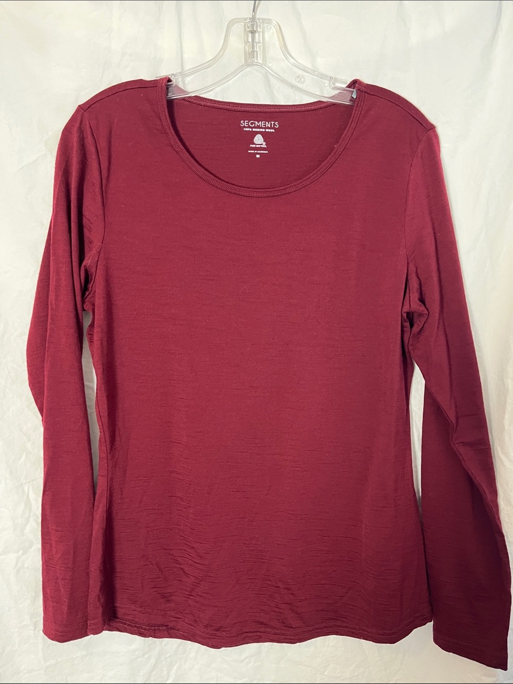 Women's Segments Merino Long-Sleeve Scoop Neck Top  Burgundy Size Medium